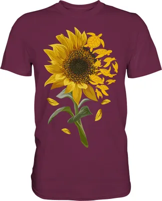 Produktbild von Schildkröten Sonnenblumen T-Shirt Garten Motiv Gärtner Geschenk – Burgundy / M