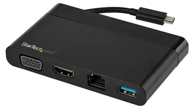 Image de StarTech.com Adaptateur Multiport USB-C avec HDMI, VGA, Gigabit Ethernet & USB 3.0 - Mini Dock USB-C vers 4K HDMI ou 1080p VGA - Station d'Accueil pour PC/Ordinateur Portable USB-C