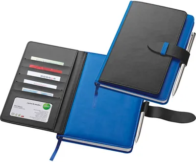 Produktbild von Notizbuch mit Visitenkartenmappe / DIN A5 / aus Polyurethan/ 256 Seiten / Farbe: blau