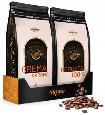 Produktbild von Kaffeebohnen 2 x 1 kg CREMA&AROMA/ROBUSTA 100 % frisch geröstet für Vollautomaten + Tassenuntersetzer