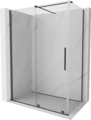 Image de Mexen Velar paroi de douche coulissante 140 x 75 cm, transparent, gris foncé brossé - 871-140-075-01-66