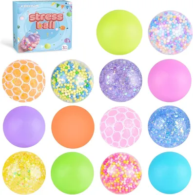 Productafbeelding van Anti-Stressballen mini ballen squishy sensorische - Set van 14 - Anti-angstspeelgoed voor kinderen en volwassenen - Klas (Anti-Stressballen 14pcs)