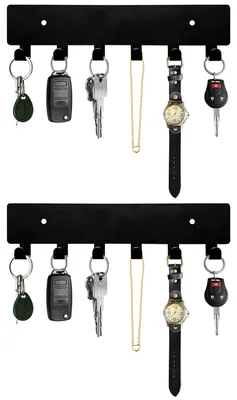 Produktbild von 2 selbstklebende Schlüsselhalter mit 6 Haken, für Flur und Küche (schwarz)