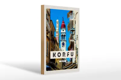 Produktbild von Holzschild Reise 20x30cm Korfu Greece Griechenland Urlaub