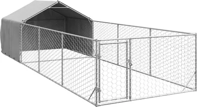 Zdjęcie produktu dla Zewnętrzna buda dla psa z wybiegiem 7x2x1,5 m Stal ocynkowana