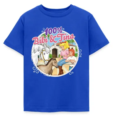 Produktbild von Spreadshirt Bibi und Tina 100. Folge Kinder T-Shirt, 98/104 (3-4 Jahre), Royalblau
