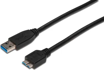 Obrázek produktu pro Digitus AK-300117-005-S, 0,5 m, USB A, Micro-USB B, USB 3.2 Gen 1 (3.1 Gen 1), Samec/samec, Černá