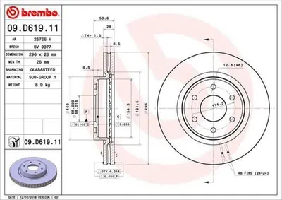 Produktbild von Bremsscheibe BREMBO 09.D619.11