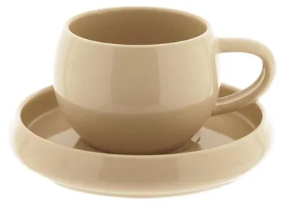 Produktbild von Lissa Bonna Biscuit Kaffeetassen mit Untertellern - 12-teiliges-Set in Beige, 215 ml