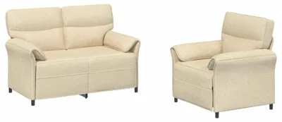 Image de Ensemble de canapés vidaXL, 2 pièces, couleur crème, revêtement en tissu