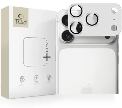 Obrázok produktu pre Sklenený ochranný kryt na fotoaparát Tech-Protect Camfull Fit+ pre iPhone 17 Pro Max - strieborný