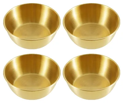 Obrázek produktu pro Omgoods - Misky na svačinu, 12 cm - 4 kusy - Zlatá barva - Servírovací miska - Malá kulatá miska - Vhodné na svačinu, koření, sushi