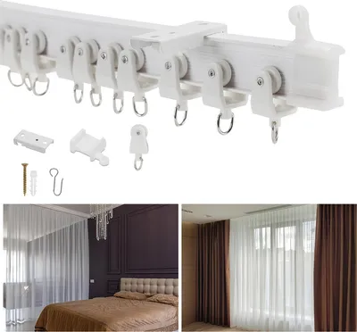 Produktbild von Fiqops 3m Flexible Vorhangschienen, Gebogene Vorhangschiene, Deckenhalterung mit Schienenvorhangsystem, Decken Fenster Schiene für Decken- oder Wandmontage, Raumteiler, Duschvorhang