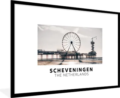 Produktbild von MuchoWow® Gerahmtes Poster Niederlande - Strand - Riesenrad 90x60 cm - Poster mit Schwarzem Bilderrahmen Wandposter Rahmen Foto Bilder - Wanddekoration - Fotos