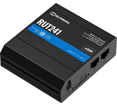 Obrázek produktu pro Teltonika RUT241, Router, Černá, Hliník, Plast, DIN lišta, Průmyslové, Fast Ethernet