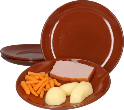 Zdjęcie produktu dla zestaw 4 glinianych talerzy do ciasta Ø 23 cm Śródziemnomorskie 4 osoby Średniowieczna sałatka deserowa