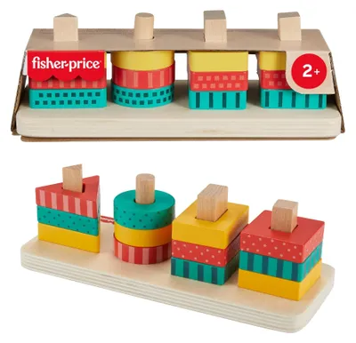 Produktbild von Fisher-Price Formen-Stapel- und -Sortierspielzeug aus Holz für Kleinkinder, 13 Teile, 2 Jahr(e), Holz, Mehrfarbig