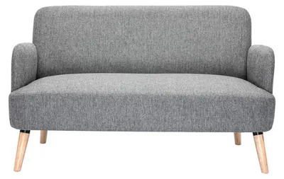 Produktbild von Miliboo - Skandinavisches Sofa 2-Sitzer aus hellgrauem Stoff und hellem Holz ISKO