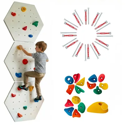 Obrázek produktu pro Create for you® – Lezecká stěna, 3x panel 86x225 cm, 15 barevných úchytů