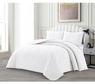 Image de Lavella set dessus de lit 3 pièces 240 x 250 cm en coton polyester blanc