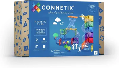 Produktbild von CONNETIX Magnetbausteine Regenbogen Ball Run Packen Kugelbahn 66 Stück 3+