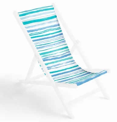Produktbild von Ersatz-Sitzkissen Liegestuhl Polyester für Klappliegestuhl, Blau-Weiß Streifen