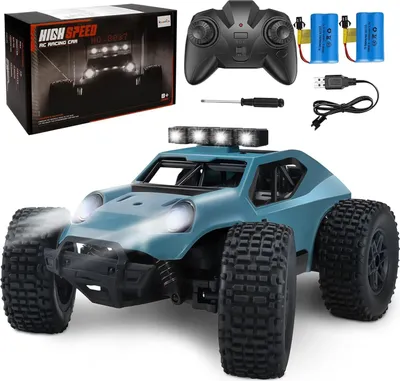 Produktbild von 2.4Ghz 1/20 RC Auto Geländewagen 20 km/h Alle Gelände, Elektrisches Spielzeug, Offroad mit 2 AKKU 50min Spielzeit und LED Scheinwerfer,