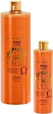 Two bottles of Iv San Bernard Caviar Shampoo, one larger than the other, are displayed against a white background.