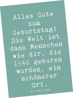 Produktbild von Mr. & Mrs. Panda Ansichtskarte Spruch 1946 Geburtstag - Meeresbrise - Geschenk, Ansichtskarten, Grußkarte, Geburtstagsgeschenk, Happy Birthday, Fotokarte, Alles Gute zum
