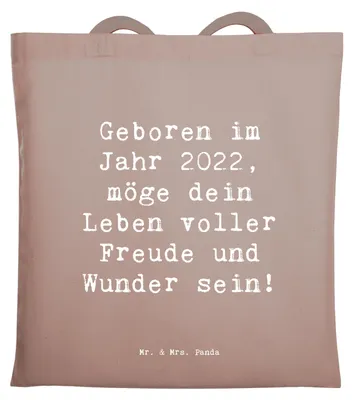 Produktbild von Mr. & Mrs. Panda Jutetasche Spruch 2022 Geburtstag - Braun Pastell - Geschenk, Leben voller Wunder, Glückwunsch, Tasche, Happy Birthday, Beutel, Tote Bag, Jutebeutel