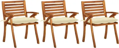 Produktbild von Garten-Essstühle mit Kissen 3 Stk. Massivholz Akazie , Gartenstühle Design 2024