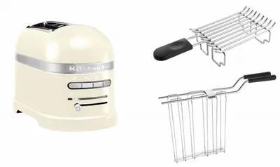 Produktbild von KitchenAid Set 1, Toaster + Brötchenaufsatz Artisan 5KMT2204 Crème