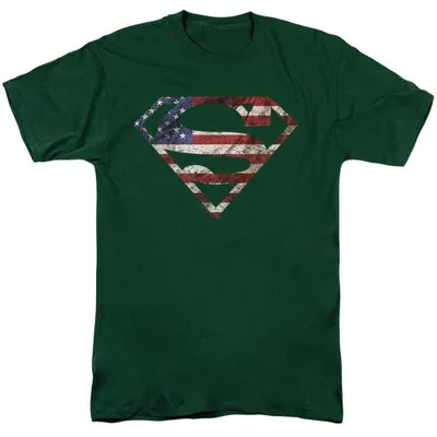 Image de T-shirt Superman - "Super Patriot" - Unie, pour hommes et femmes, modèle TV36799 (XXL), couleur vert foncé
