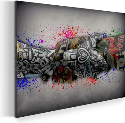 Produktbild von Graffiti Street Art Hände Wandbild Leinwandbild Kunstdruck XL Wanddeko: 90x60x2cm