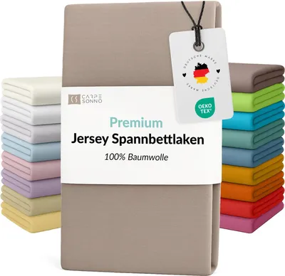Produktbild von Mako Jersey Spannbettlaken 140x200 - 160x200 aus 100% Baumwolle Bettlaken Braun