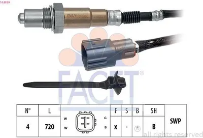 Produktbild von FACET Lambdasonde für MAZDA CX-5 (KF) nach-Kat Beheizt Planarsonde 720mm 10.8539