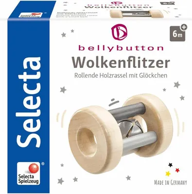 Immagine prodotto di Selecta Spielzeug Wolkenflitzer, Rassel, Kleinkindspiel, Kleinkindspielzeug, Holz, Grau, 6 cm, 64003
