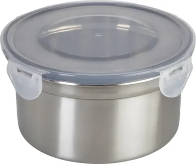 Produktbild von wenco Lunchbox aus Edelstahl; Brotdose rund mit 1050 ml Fassungsvermögen, Aufbew