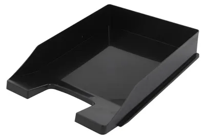 Produktbild von Stapelbare Briefablage aus Kunststoff | HxBxT 6,5x25,5x34,8cm | Bis DIN A4-Format | 10 Stück | Schwarz