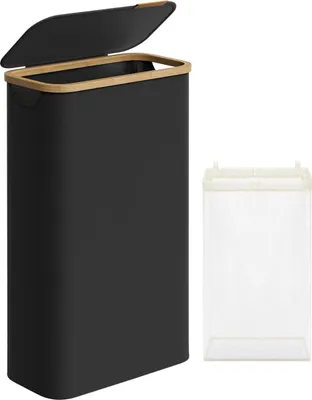 Produktbild von Songmics Wäschekorb Wäschesammler Schmal Bambus 65l Schwarz