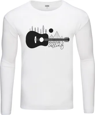 Obrázok produktu pre Pánske teplé tričko s dlhým rukávom a potlačou gitary adventure white veľkosť XL