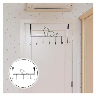 Produktbild von Türhaken mit Katzenmotiv aus stabilem Metall – Handtuchhaken für die Tür ohne Bohren, Organizer für Badezimmer, Schlafzimmer und Küche