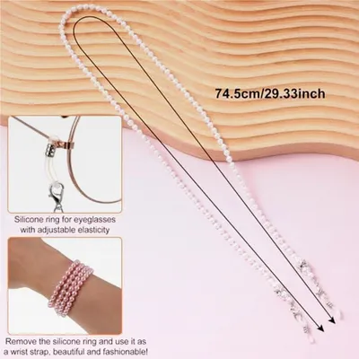 Produktbild von 3-teiliges Brillenkette-Set mit Perlen, modische Brillenband für Damen, Halskette für Sonnenbrillen, Vintage Brillenketten für Lesebrillen, Brillenschnur zum Umhängen
