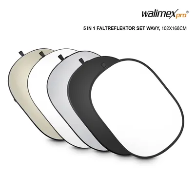 Productafbeelding van Walimex 5-in-1 inklapbare reflector set, golfpatroon, 102x168 cm