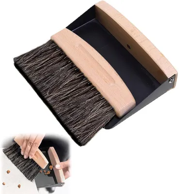 Tischbesen-Set 2er-Pack, Mini-Besen mit Kehrschaufel, Holz