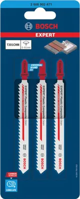 Immagine prodotto di Lama per seghetto alternativo EXPERT Plastic Composites clean T301CHM, set da 3 pezzi