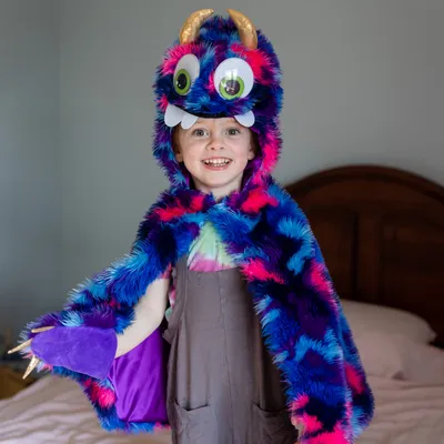 Monster Kostüm Crazy Sulley mit Wackelaugen für Kinder 4-6 Jahre Halloween