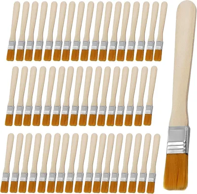 Obrázok produktu pre Sada štetcov 50 kusov, ploché štetce, 13 cm dlhé, drevená rukoväť, nylonové vlákna, na DIY maľovanie