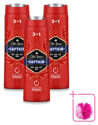 Produktbild von 3 x Old Spice Captain 3-in-1 Duschgel für Körper, Gesicht und Haar - 400 ml - Sparpackung - 3 Stücke