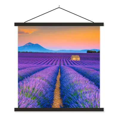 Produktbild von MuchoWow® Textilposter Lavendel - Lila - Blumen 60x60 cm mit schwarzem Rahmen - Posteraufhänger
